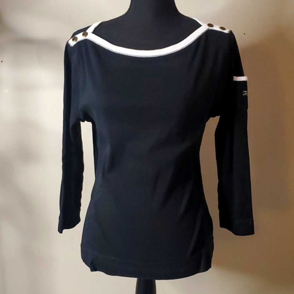 Ralph Lauren vintage long sleeve sailor Boat Neck preppy  pullover Henly top.